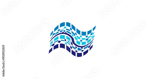 Abstract Wavy Mosaic Texture With Blue Tones