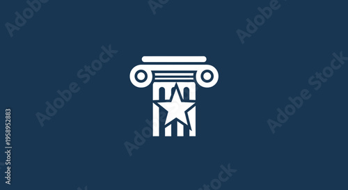 American Legal System Pillar Symbol With Star Graphic Design