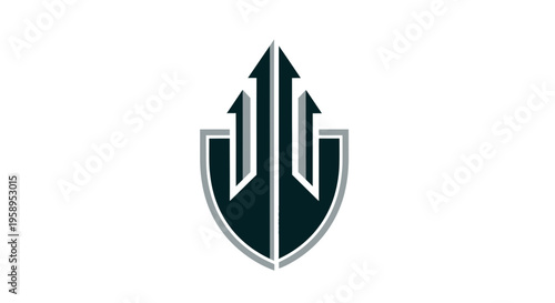 Ascending Arrows Shield Logo For Business Growth And Security