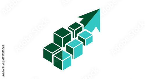 Ascending Cubes And Arrow Representing Growth And Progress