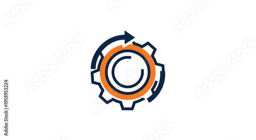 Circular Arrow Gear Icon Represents Process Efficiency