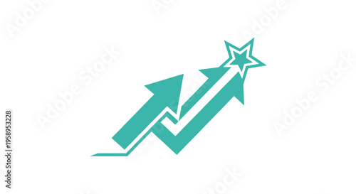 Ascending Teal Arrows Leading Towards a Star Graphic Design