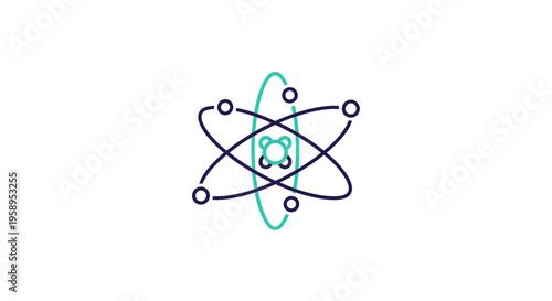 Atom Model Icon Symbolizing Scientific Research And Discovery