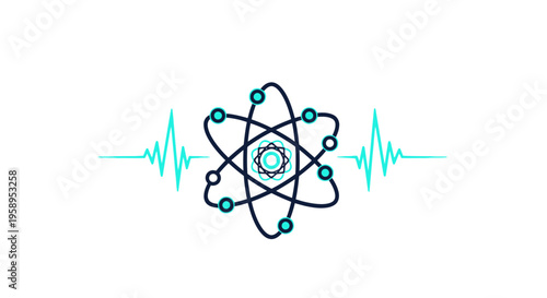 Atomic Heartbeat Symbol Concept Science Energy Fusion Pulse