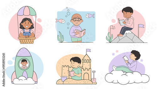 Children Imaginary Play Scenes Variety.