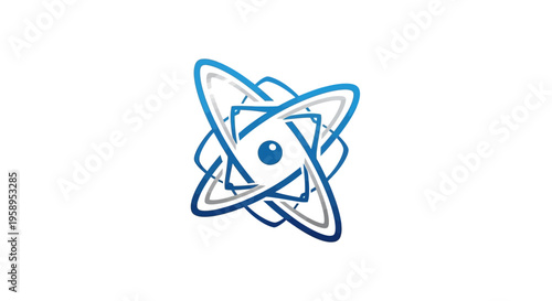 Atomic Orbit Symbol With Central Eye Abstract Logo Design