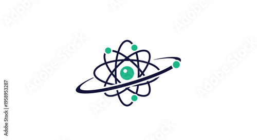 Atomic Structure Emblem Represents Scientific Discovery And Innovation