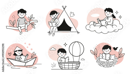 Children Playing Imagination Fantasy Scenes.