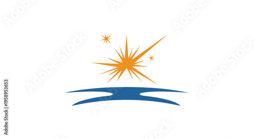 Bright Horizon Sparkle Over Blue Abstract Wave