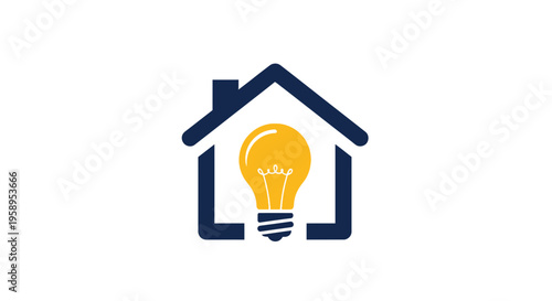Creative House Light Bulb Logo Idea Symbolizing Innovation and Home
