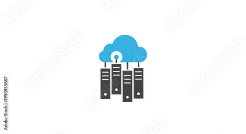 Cloud Computing Technology Concept Server Stack Connected to Sky