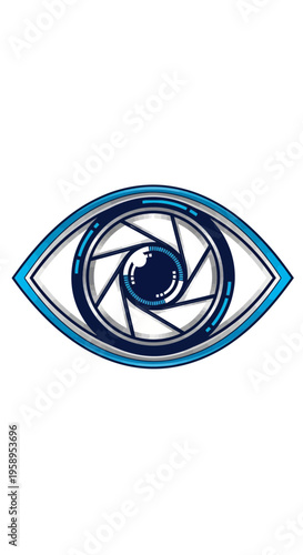 Captivating Eye Icon With Camera Lens Aperture Symbol