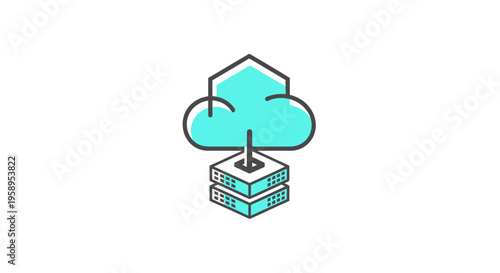 Cloud Server Technology Icon Representing Data Storage And Network