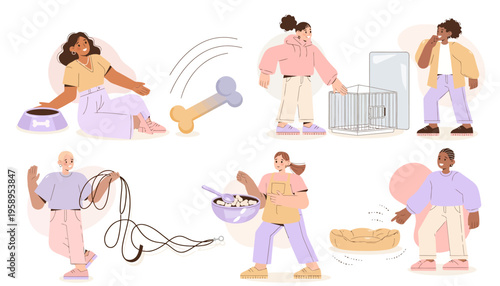 People doing various physical exercises.