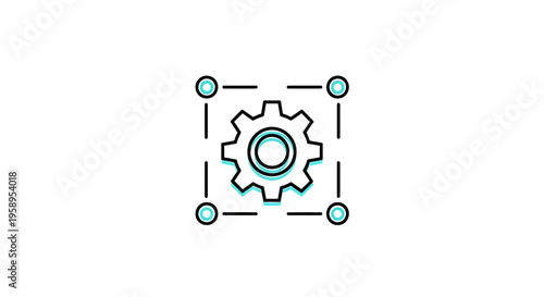 Conceptual Gear Icon Represents Engineering and Technical Solutions