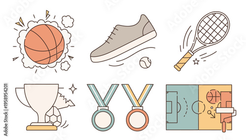 Trophy and medals for sports competition.