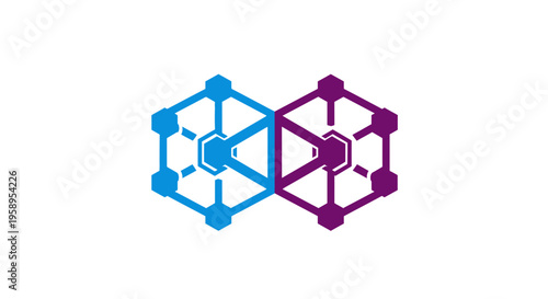 Connected Hexagonal Structures Graphic Design Symbol