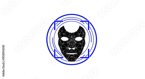 Digital Mask And Biometric Scan Icon Technology
