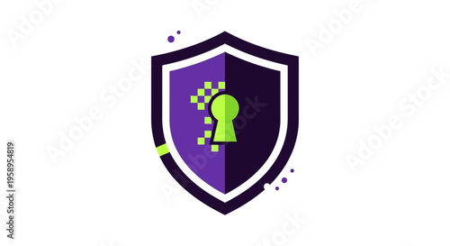 Digital Security Shield With Keyhole Graphic Vector Icon