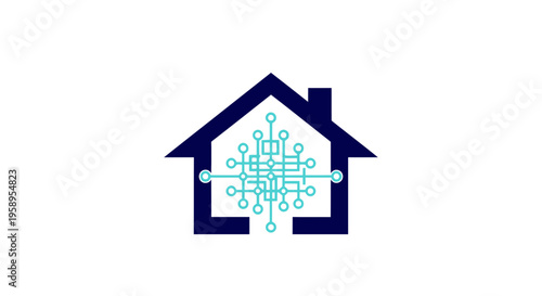 Digital Home Network Connection Technology Icon