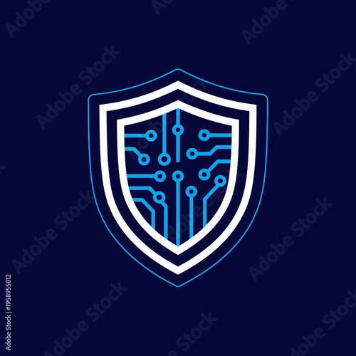 Digital Shield Icon Technology Security Protection Cyber Defense