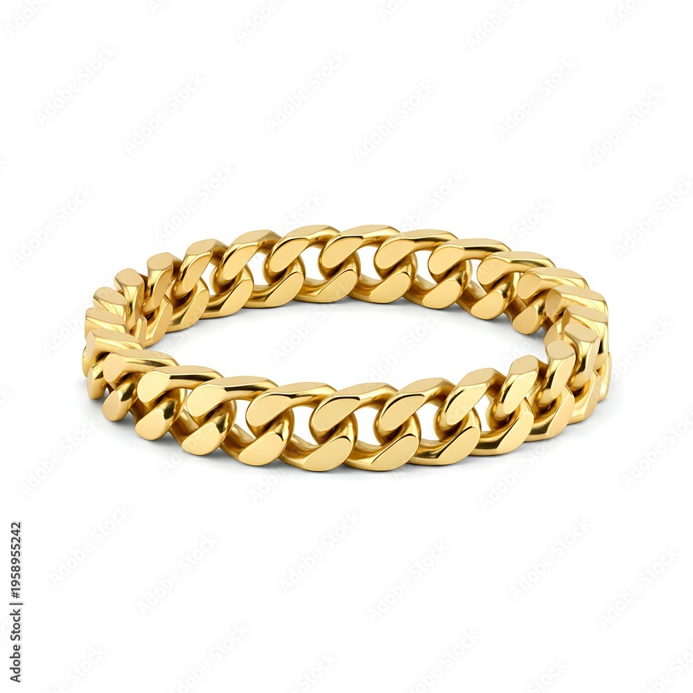 Obraz premium Golden chain bracelet isolated on white background
