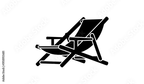 Deck chair silhouette icon modern beach lounger vector illustration