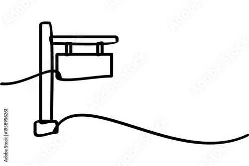 Illustration of a shop sign with a continuous line design. An interesting abstract line art design.