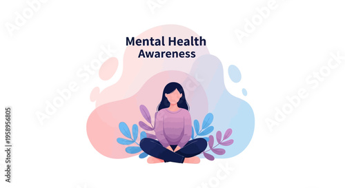 Woman Meditating in Lotus Pose for Mental Health Awareness.