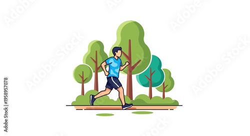 Young man running outdoors, engaging in a healthy and active lifestyle.