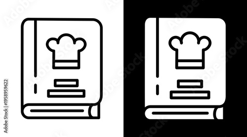 Recipe Book Icon. Two-Tone Version On Black And White Background