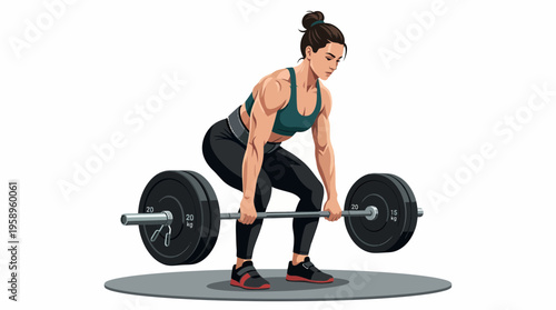 Woman performing a deadlift exercise with a barbell, focusing on strength training and weightlifting for fitness