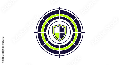Digital Shield Target Symbol Abstract Security Concept