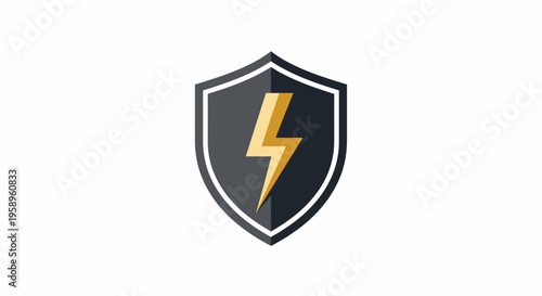 Dynamic Shield Emblem With A Lightning Bolt For Protection And Power