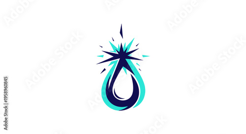 Dynamic Splash Starburst Liquid Drop Logo Design Concept