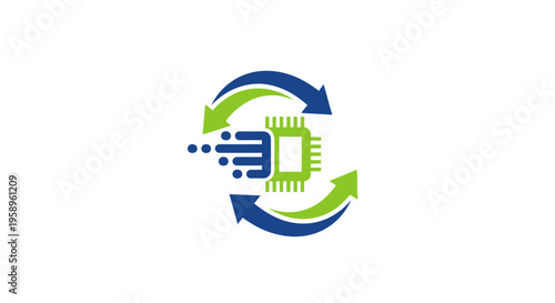 Futuristic Data Flow And Processor Cycle Logo