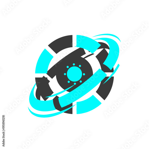 Futuristic Cybernetic Turbine Logo Design Energetic Motion Graphic