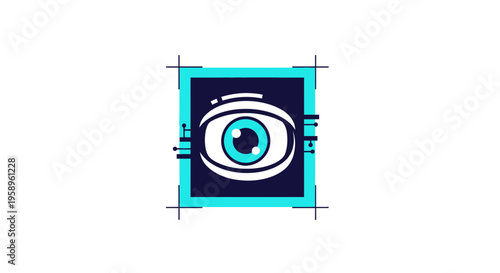 Futuristic Cybernetic Eye Logo Symbolizing Digital Vision and Technology