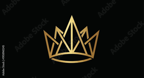 Elegant Golden Crown Emblem On Black Background Symbolizing Royalty