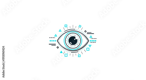 Futuristic Eye Symbol With Geometric Patterns And Digital Aura