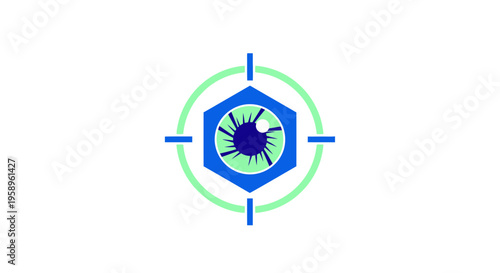Futuristic Eye Symbol With Target Reticle And Hexagonal Outline