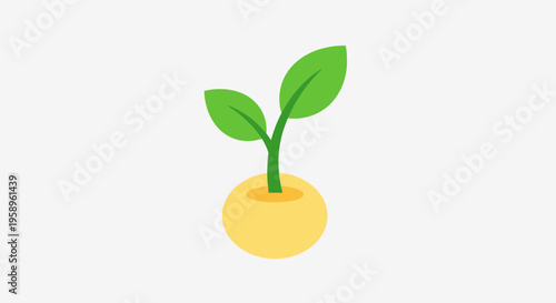 Emerging Green Sprout From Yellow Seedling Icon