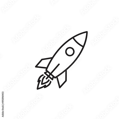 Rocket ship icon launch flying fast in sky