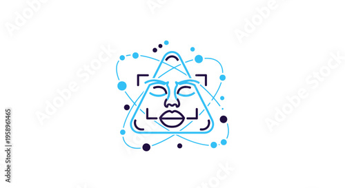 Futuristic Face Recognition Technology And Data Analysis Icon