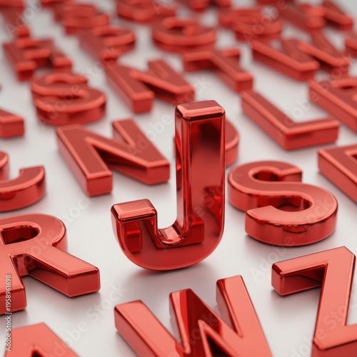 Red Letter J Focus - Alphabetical Depth and Visual Appeal.