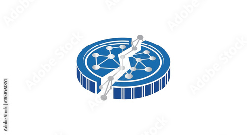 Fractured Network Connection Digital Data Flow Disruption Concept