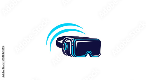 Futuristic Virtual Reality Goggles With Digital Waves Conveying Immersive Experience