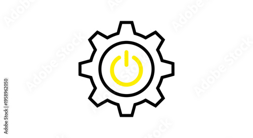 Gear With Power Button Symbol Technology Icon