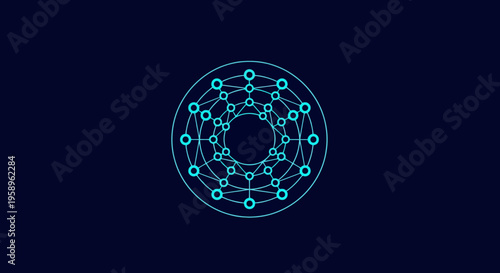 Geometric Network Node Connection Abstract Circular Pattern