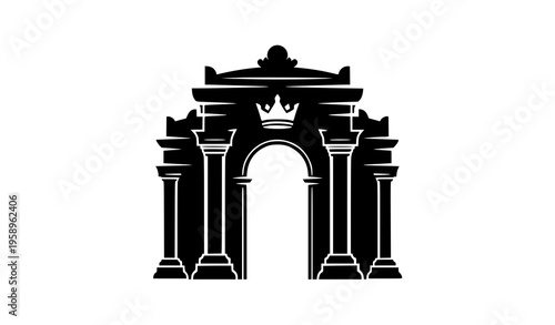 Royal entrance silhouette icon palace arch luxury vector illustration